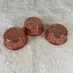 3 Vintage Tin Copper Color  Round Fruit Jello Molds